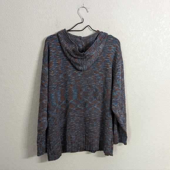 Woolrich Women's Knit Pullover Hooded Sweater Indigo One Button Shawl Neck 2X - Picture 3 of 10